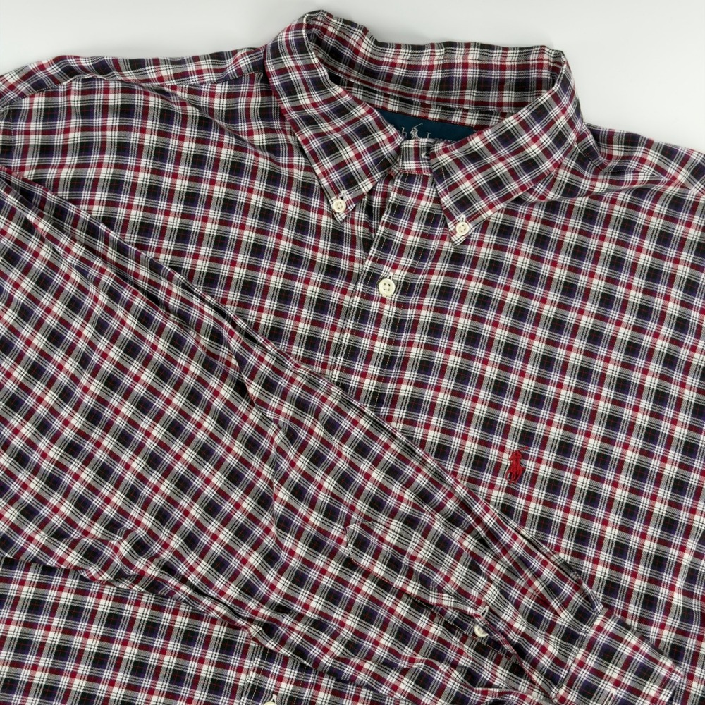 Ralph Lauren Blake Plaid Long Sleeve Button Down Shirt Men's Size L Cotton